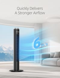 OMISOON Oszlopventilátor Valós Idejű Hőmérséklet Kijelzővel - 28dB Ultra Csendes, 6 Sebességű, 70° Oszcilláló, Távirányítós Álló Ventilátor  3