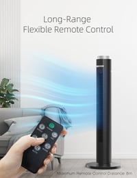 OMISOON Oszlopventilátor Valós Idejű Hőmérséklet Kijelzővel - 28dB Ultra Csendes, 6 Sebességű, 70° Oszcilláló, Távirányítós Álló Ventilátor  8