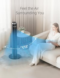 OMISOON Oszlopventilátor Valós Idejű Hőmérséklet Kijelzővel - 28dB Ultra Csendes, 6 Sebességű, 70° Oszcilláló, Távirányítós Álló Ventilátor  4