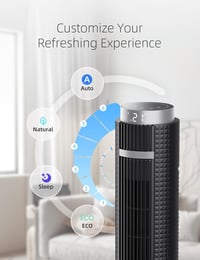 OMISOON Oszlopventilátor Valós Idejű Hőmérséklet Kijelzővel - 28dB Ultra Csendes, 6 Sebességű, 70° Oszcilláló, Távirányítós Álló Ventilátor  2