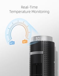 OMISOON Oszlopventilátor Valós Idejű Hőmérséklet Kijelzővel - 28dB Ultra Csendes, 6 Sebességű, 70° Oszcilláló, Távirányítós Álló Ventilátor  6