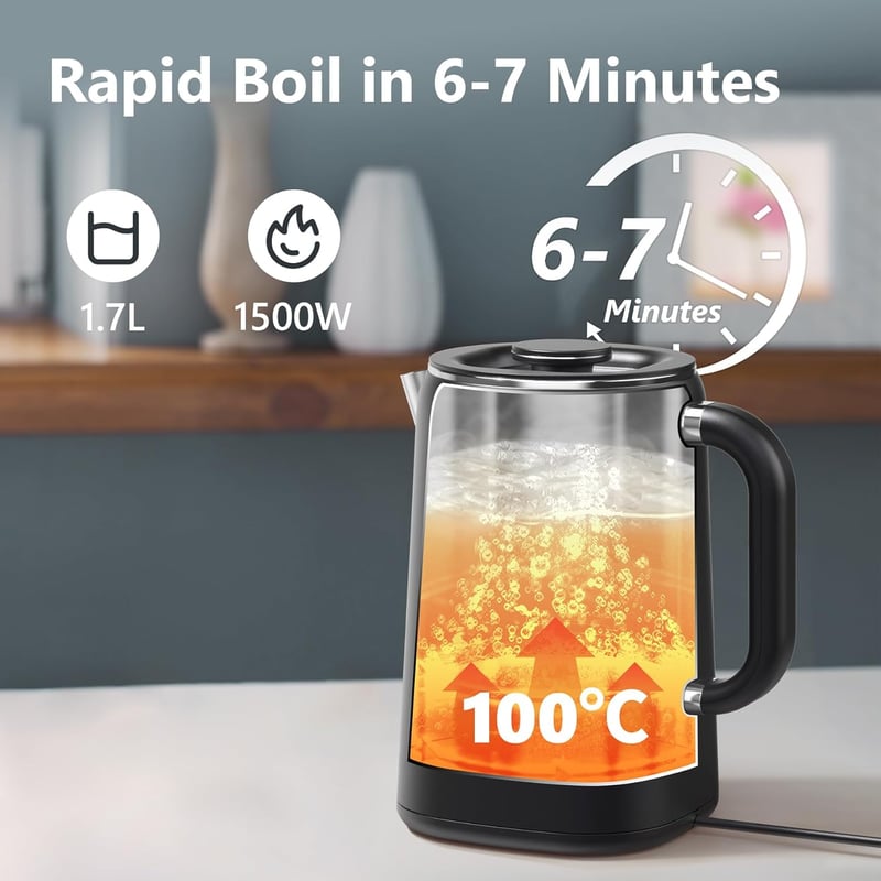OMISOON Rozsdamentes Vízforraló 1.7L Hőmérsékleti Szabályozás 45-100°C
