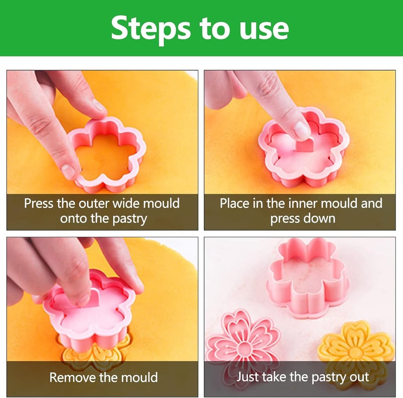 OMJMYY 8 darabos virág sütemény vágó szett gyerekeknek, 3D keksz forma