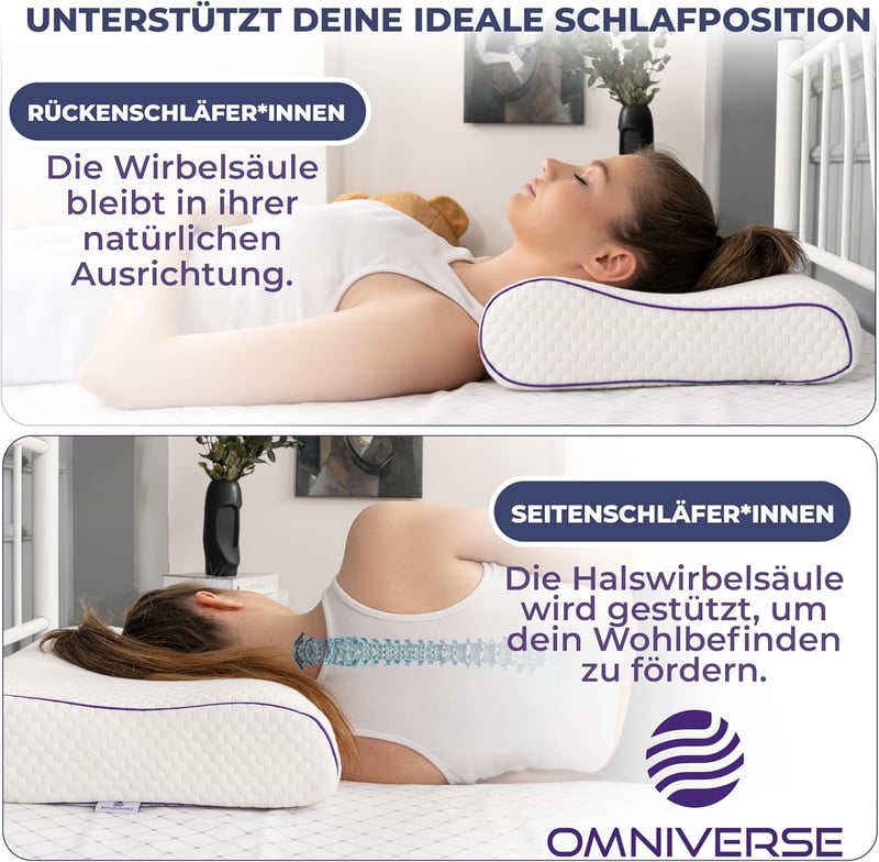 Omniverse Memóriahabos Ergonomikus Nyakpárna Közepes Támogatással 55x37cm