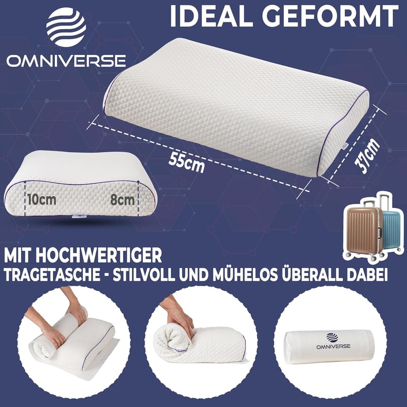 Omniverse Memóriahabos Ergonomikus Nyakpárna Közepes Támogatással 55x37cm