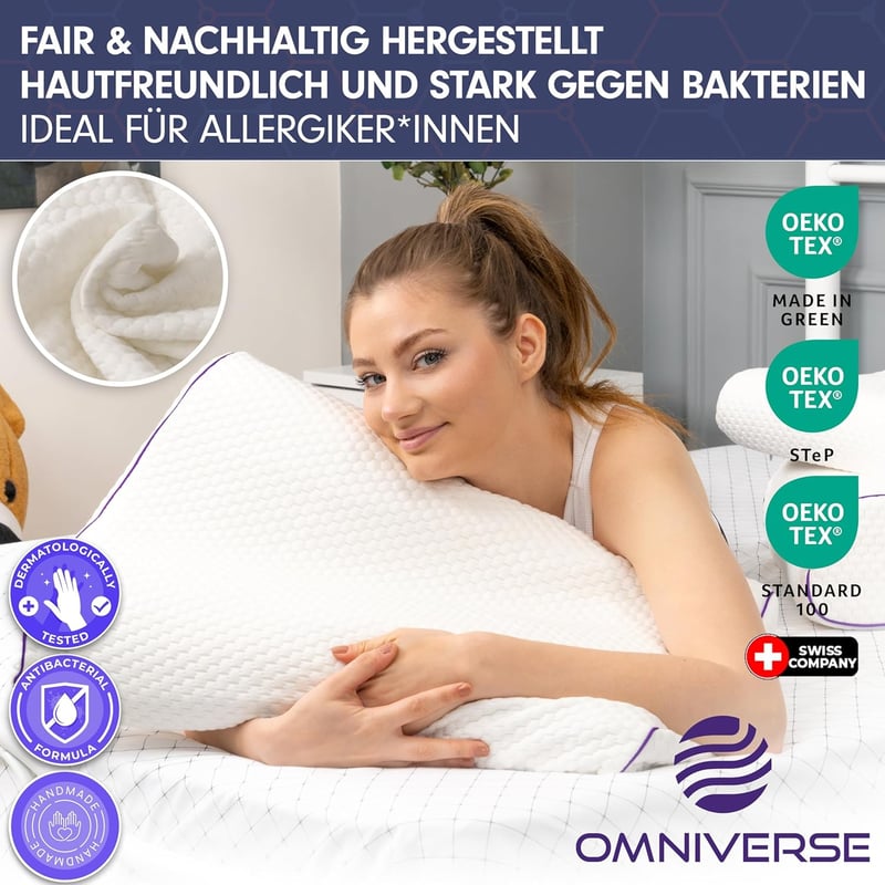 Omniverse Memóriahabos Ergonomikus Nyakpárna Közepes Támogatással 55x37cm