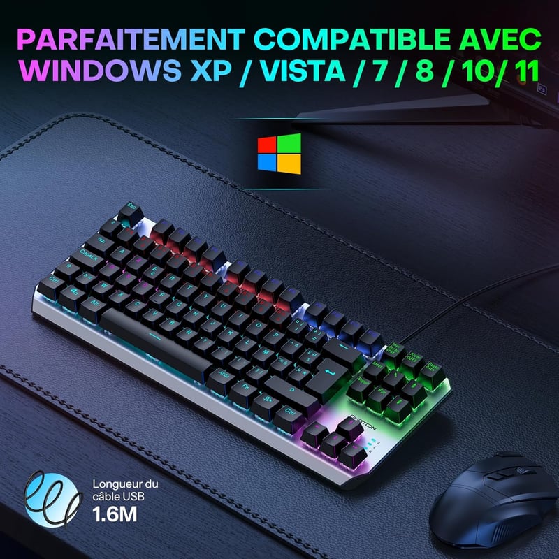 OMOTON 80% TKL Mechanikus Gaming Billentyűzet Piros Switchekkel és Háttérvilágítással