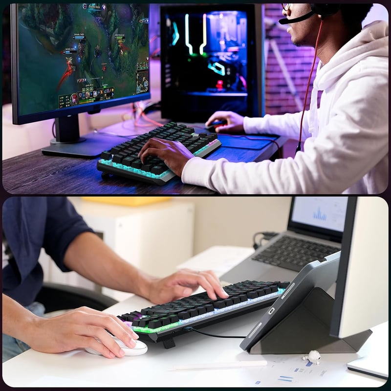OMOTON 80% TKL Mechanikus Gaming Billentyűzet Piros Switchekkel és Háttérvilágítással