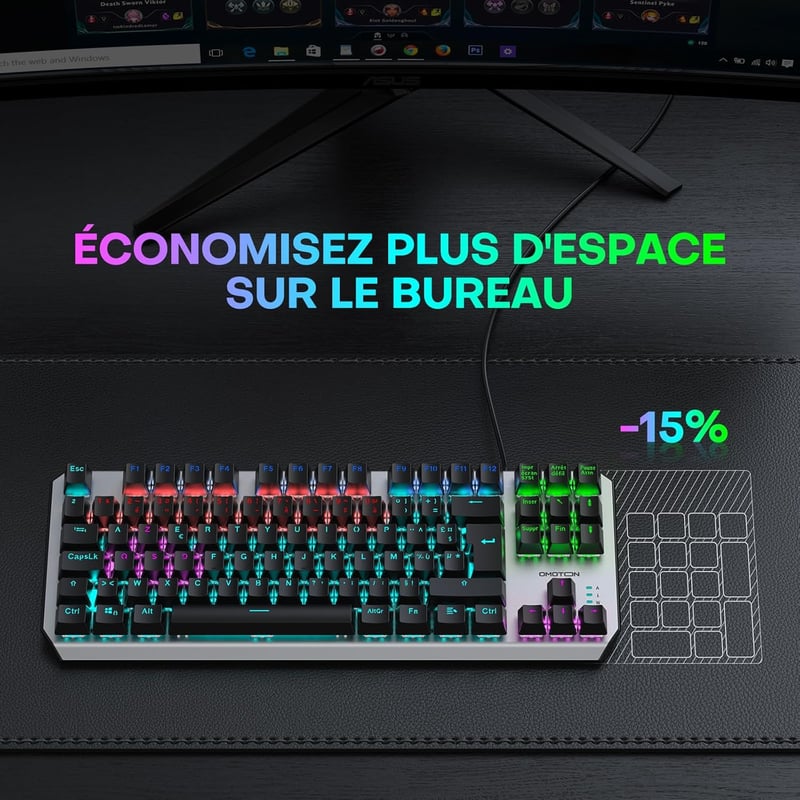 OMOTON 80% TKL Mechanikus Gaming Billentyűzet Piros Switchekkel és Háttérvilágítással