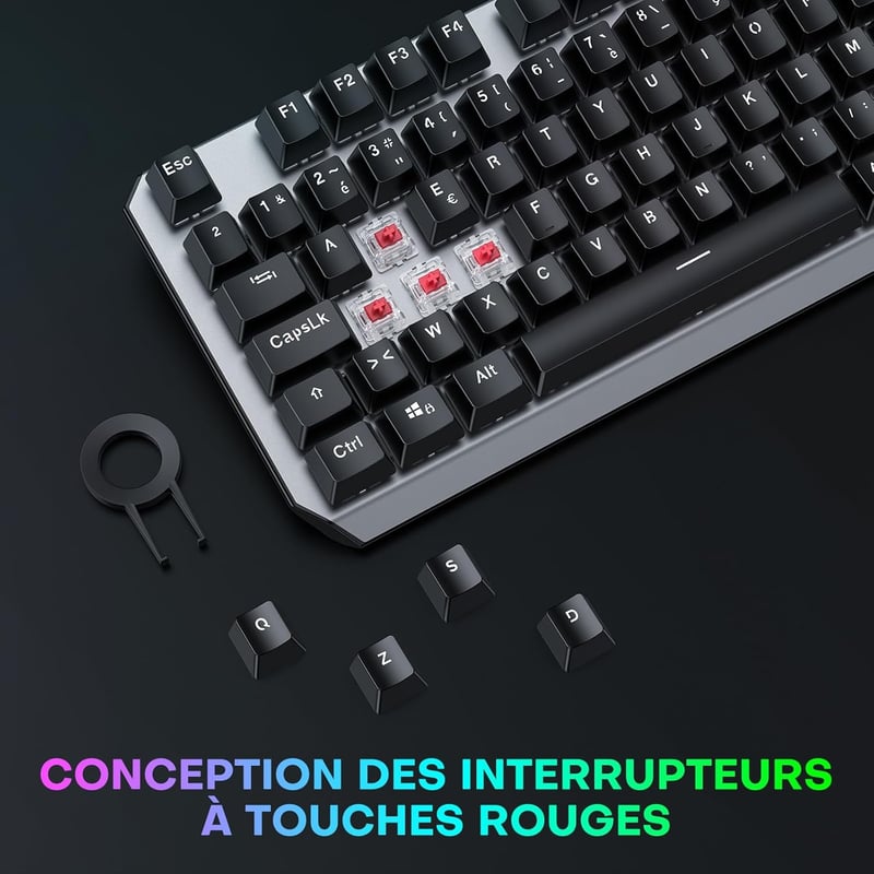 OMOTON 80% TKL Mechanikus Gaming Billentyűzet Piros Switchekkel és Háttérvilágítással
