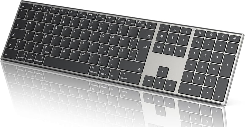 OMOTON Alumínium Bluetooth Billentyűzet Vezeték Nélküli Mac Kompatibilis Ergonomikus