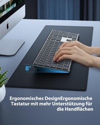 OMOTON Alumínium Bluetooth Billentyűzet Vezeték Nélküli Mac Kompatibilis Ergonomikus 9