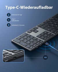OMOTON Alumínium Bluetooth Billentyűzet Vezeték Nélküli Mac Kompatibilis Ergonomikus 4