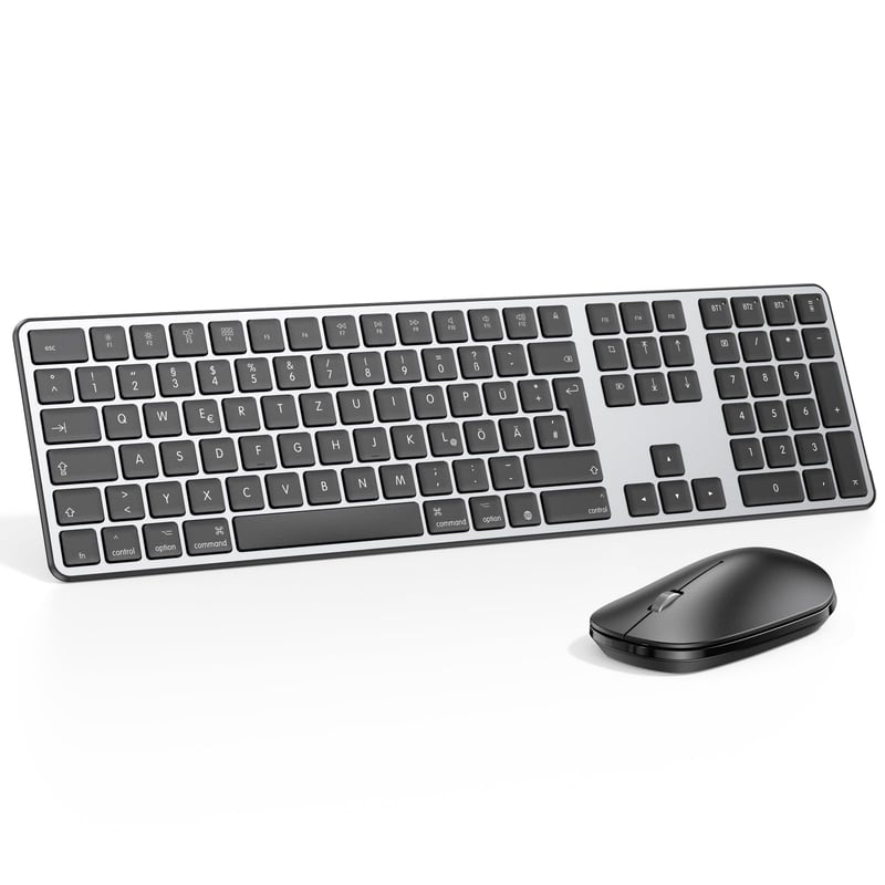 Bezdrôtová klávesnica a myš OMOTON pre Mac, QWERTZ, sivá