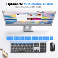 OMOTON Bluetooth tipkovnica i miš za Mac, bežični QWERTZ, sivi 8