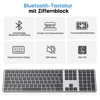 OMOTON Bluetooth tipkovnica i miš za Mac, bežični QWERTZ, sivi 3