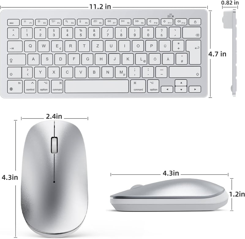 OMOTON Bluetooth Billentyűzet és Egér Szett Mac Eszközökhöz - Kompakt Vezeték Nélküli Kombó MacBook Pro/Air, iMac, Mac Mini Kompatibilitássa