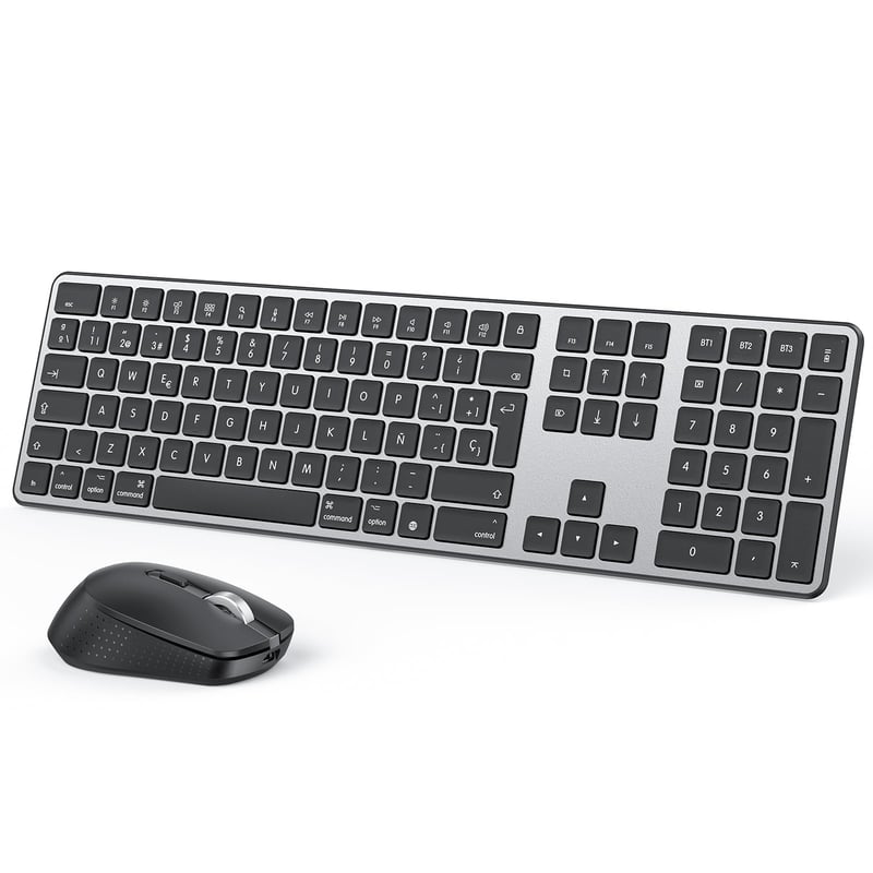Súprava Bluetooth klávesnice a myši OMOTON pre Mac, nabíjateľná, tiché písanie, 3 kanály, kompatibilná s MacBook Air/Pro/iMac/Mac Mini, QWERTY