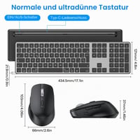 Súprava Bluetooth klávesnice a myši OMOTON pre Mac, nabíjateľná, tiché písanie, 3 kanály, kompatibilná s MacBook Air/Pro/iMac/Mac Mini, QWERTY 5
