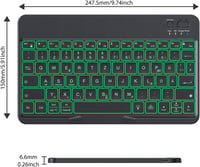 OMOTON Bluetooth Billentyűzet iPad iPhone Android Windows Telefonos Tartóval Háttérvilágítás Újratölthető QWERTZ 8