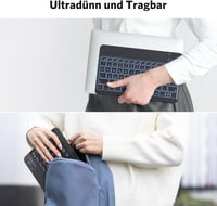OMOTON Bluetooth Billentyűzet iPad iPhone Android Windows Telefonos Tartóval Háttérvilágítás Újratölthető QWERTZ 7