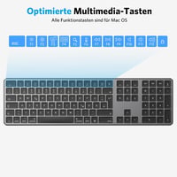 OMOTON Bluetooth Billentyűzet Wireless MacBook Pro/Air iMac Mac Mini Újratölthető 3 Csatorna QWERTZ 7