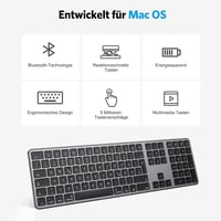 OMOTON Bluetooth Billentyűzet Wireless MacBook Pro/Air iMac Mac Mini Újratölthető 3 Csatorna QWERTZ 5