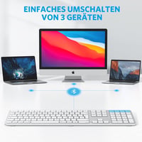 OMOTON Bluetooth Billentyűzet Mac-hez, Újratölthető Vezeték Nélküli Billentyűzet, 3 Csatorna, Ezüst 5