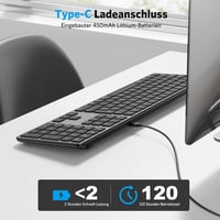 OMOTON Bluetooth Billentyűzet Wireless MacBook Pro/Air iMac Mac Mini Újratölthető 3 Csatorna QWERTZ 2