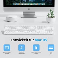 OMOTON Bluetooth Billentyűzet Mac-hez Vezeték Nélküli QWERTZ MacBook Pro Air iMac Mini Fehér AAA Elemmel Működő Teljes Méret 4