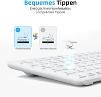OMOTON Bluetooth Billentyűzet Mac-hez Vezeték Nélküli QWERTZ MacBook Pro Air iMac Mini Fehér AAA Elemmel Működő Teljes Méret 3