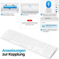 OMOTON Bluetooth Billentyűzet Mac-hez Vezeték Nélküli QWERTZ MacBook Pro Air iMac Mini Fehér AAA Elemmel Működő Teljes Méret 5
