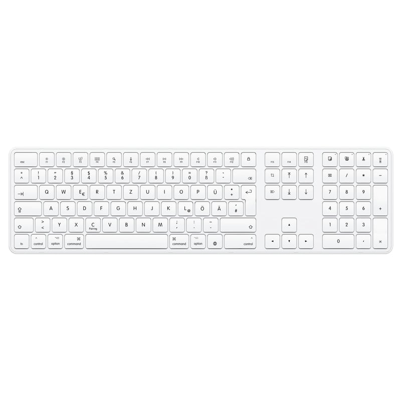 OMOTON Bluetooth klávesnica pre Mac Bezdrôtová QWERTZ MacBook Pro Air iMac Mini Biela Napájaná AAA batériou Plná veľkosť