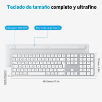 OMOTON Bluetooth Billentyűzet MacBook Air Pro iMac Mac ezüst újratölthető 7