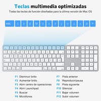 OMOTON Bluetooth Billentyűzet MacBook Air Pro iMac Mac ezüst újratölthető 9