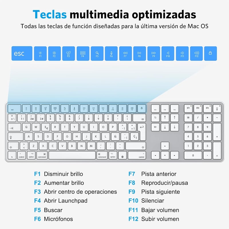 OMOTON Bluetooth Billentyűzet MacBook Air Pro iMac Mac ezüst újratölthető