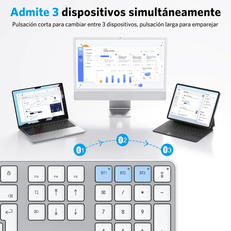 OMOTON Bluetooth Billentyűzet MacBook Air Pro iMac Mac ezüst újratölthető