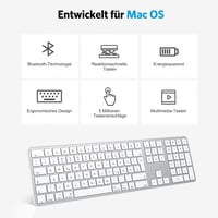 OMOTON Bluetooth Billentyűzet MacBook Pro/Air, iMac Kompatibilis, Újratölthető Vezeték Nélküli Billentyűzet QWERTZ Kiosztással 6