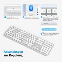 OMOTON Bluetooth Billentyűzet MacBook Pro/Air, iMac Kompatibilis, Újratölthető Vezeték Nélküli Billentyűzet QWERTZ Kiosztással 7