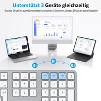 OMOTON Bluetooth Billentyűzet MacBook Pro/Air, iMac Kompatibilis, Újratölthető Vezeték Nélküli Billentyűzet QWERTZ Kiosztással 2