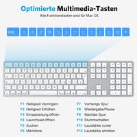 OMOTON Bluetooth Billentyűzet MacBook Pro/Air, iMac Kompatibilis, Újratölthető Vezeték Nélküli Billentyűzet QWERTZ Kiosztással 5