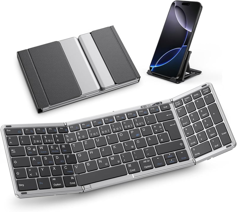 OMOTON Bluetooth Összecsukható Billentyűzet Numerikus Billentyűzettel AZERTY