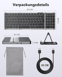 OMOTON Bluetooth Összecsukható Billentyűzet Numerikus Billentyűzettel AZERTY 7
