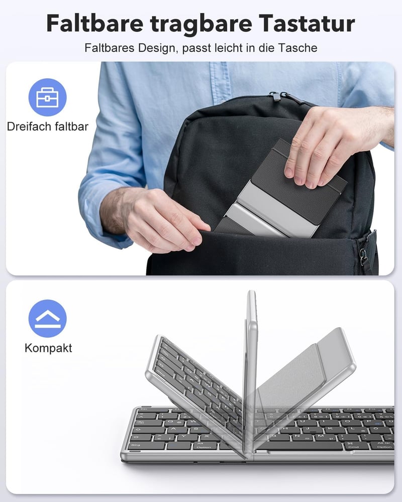 OMOTON Bluetooth Összecsukható Billentyűzet Numerikus Billentyűzettel AZERTY