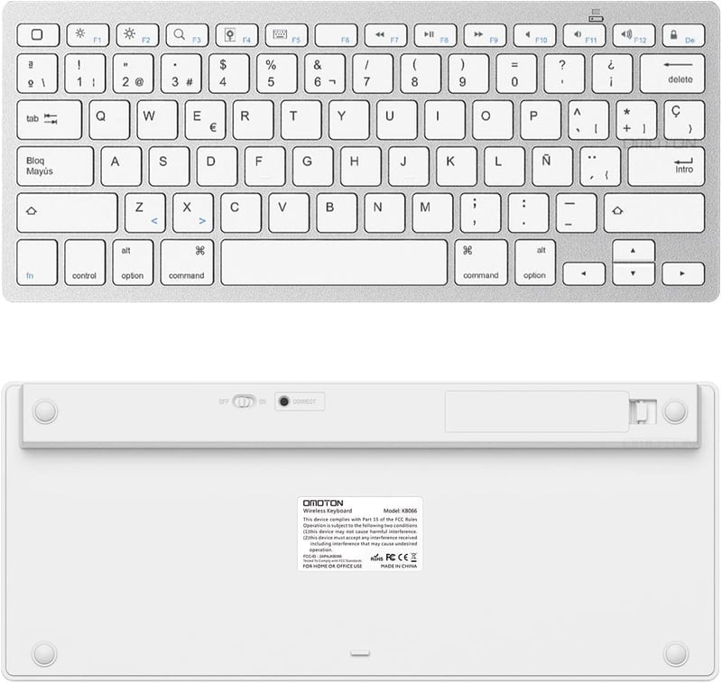 OMOTON Bluetooth Spanyol Billentyűzet iPad iPhone iOS Fehér