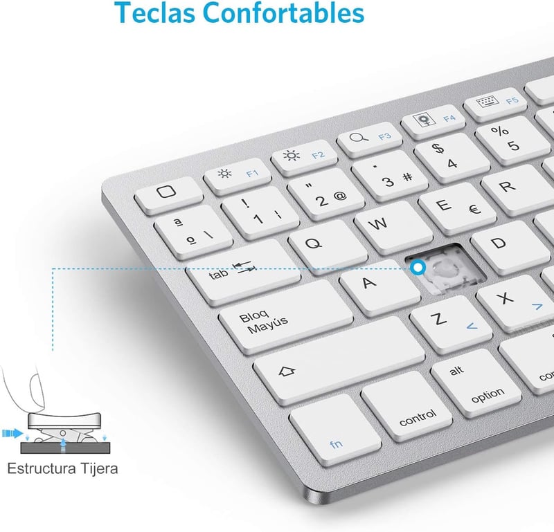 OMOTON Bluetooth Spanyol Billentyűzet iPad iPhone iOS Fehér