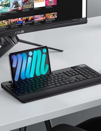 OMOTON Ergonomikus Vezeték Nélküli Billentyűzet-Egér Szett QWERTZ Német Kiosztással, Csuklótámasszal, Állvánnyal, PC/Windows Kompatibilis, F 8