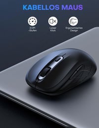 OMOTON Ergonomikus Vezeték Nélküli Billentyűzet-Egér Szett QWERTZ Német Kiosztással, Csuklótámasszal, Állvánnyal, PC/Windows Kompatibilis, F 5