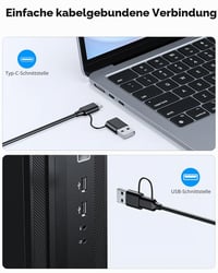 Káblová klávesnica OMOTON s bielym podsvietením a rozložením AZERTY, 2 v 1 USB A/C, pre seniorov, deti a slabozrakých, kompatibilná s Windows 6
