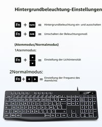 Káblová klávesnica OMOTON s bielym podsvietením a rozložením AZERTY, 2 v 1 USB A/C, pre seniorov, deti a slabozrakých, kompatibilná s Windows 2
